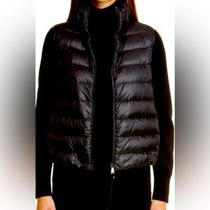 Moncler Quilted Nylon and Wool Knit Cardigan Jacket - Large